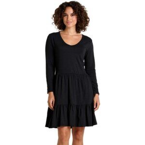 Toad&Co  Marley Tiered Long-Sleeve Dress Size M Black
